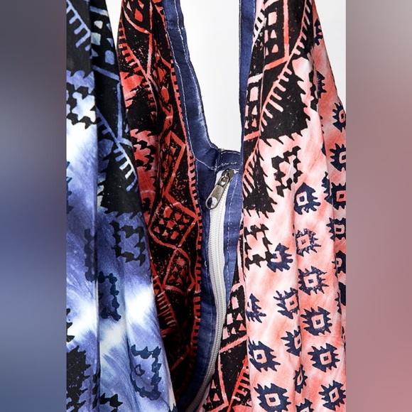 Boho Chic Patriotic Tie Dyed Hobo Beach Yoga Shoulder Bag -Ethnic Inspired Print - Picture 7 of 8